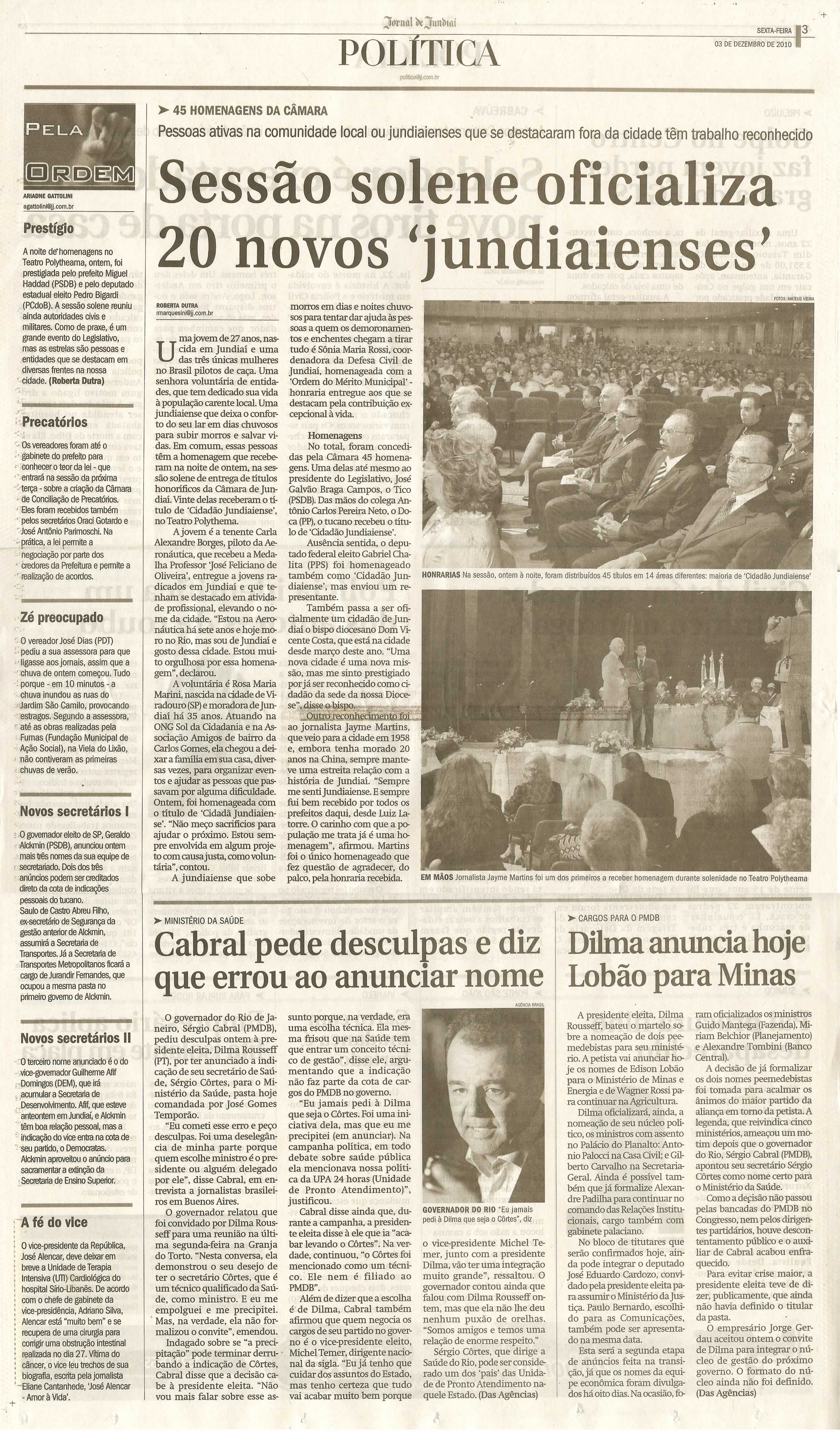 Jornal de Jundiaí - 03/12/2010