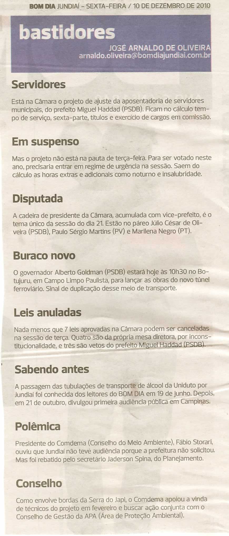 Bom Dia Jundiaí - 10/12/2010