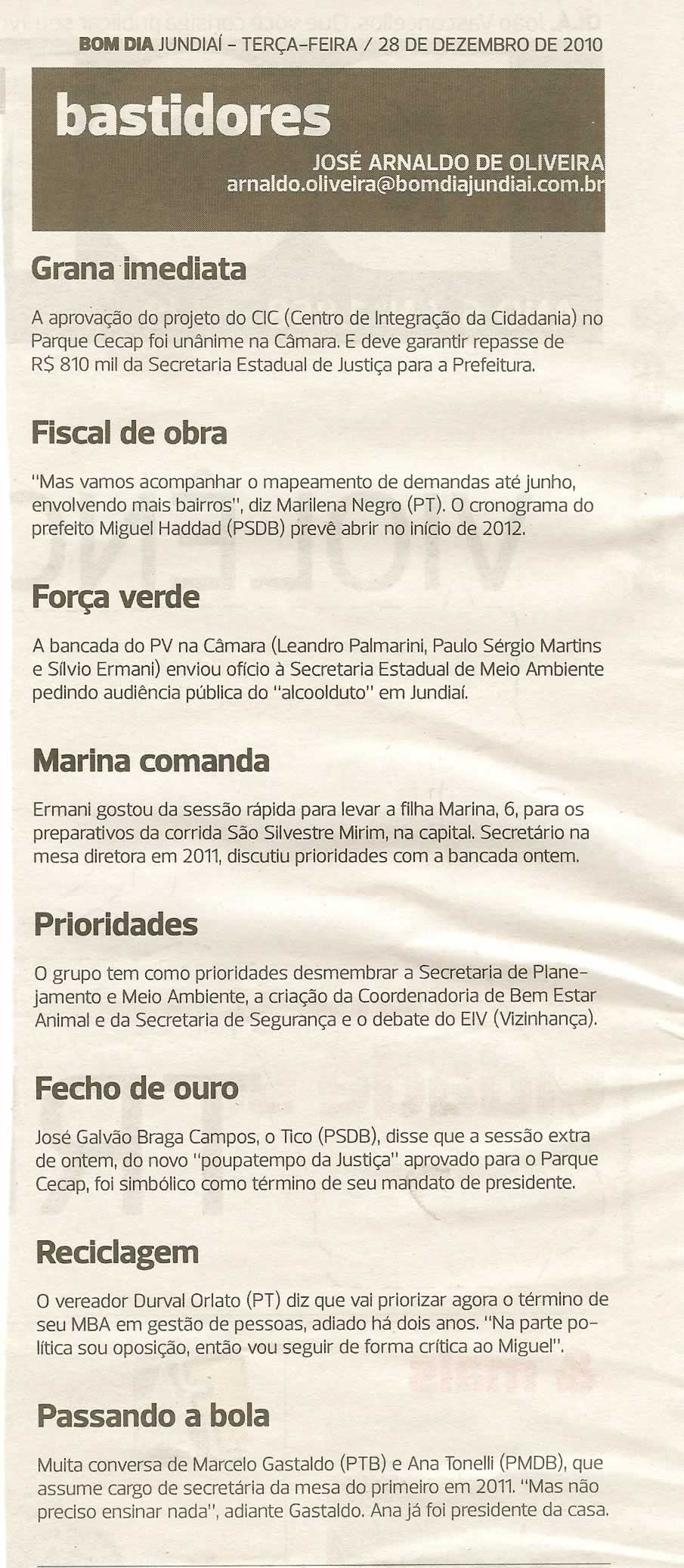 Bom Dia Jundiaí - 28/12/2010