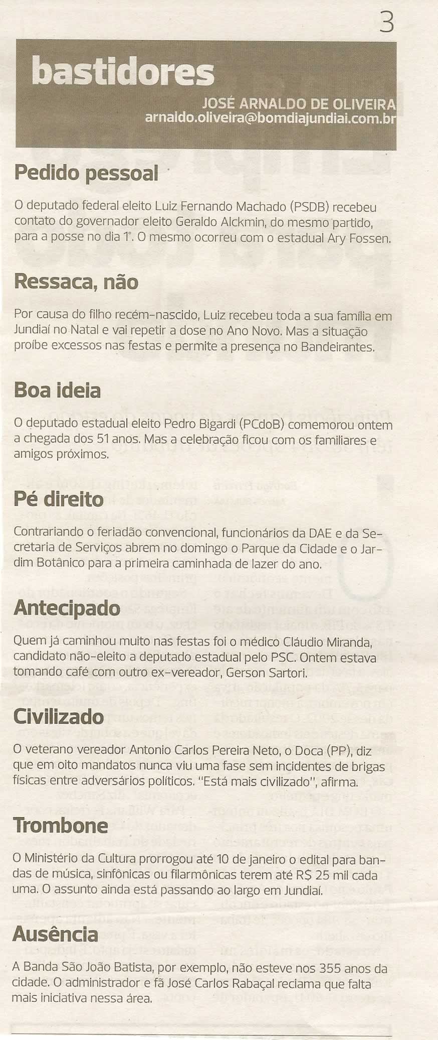Bom Dia Jundiaí - 29/12/2010