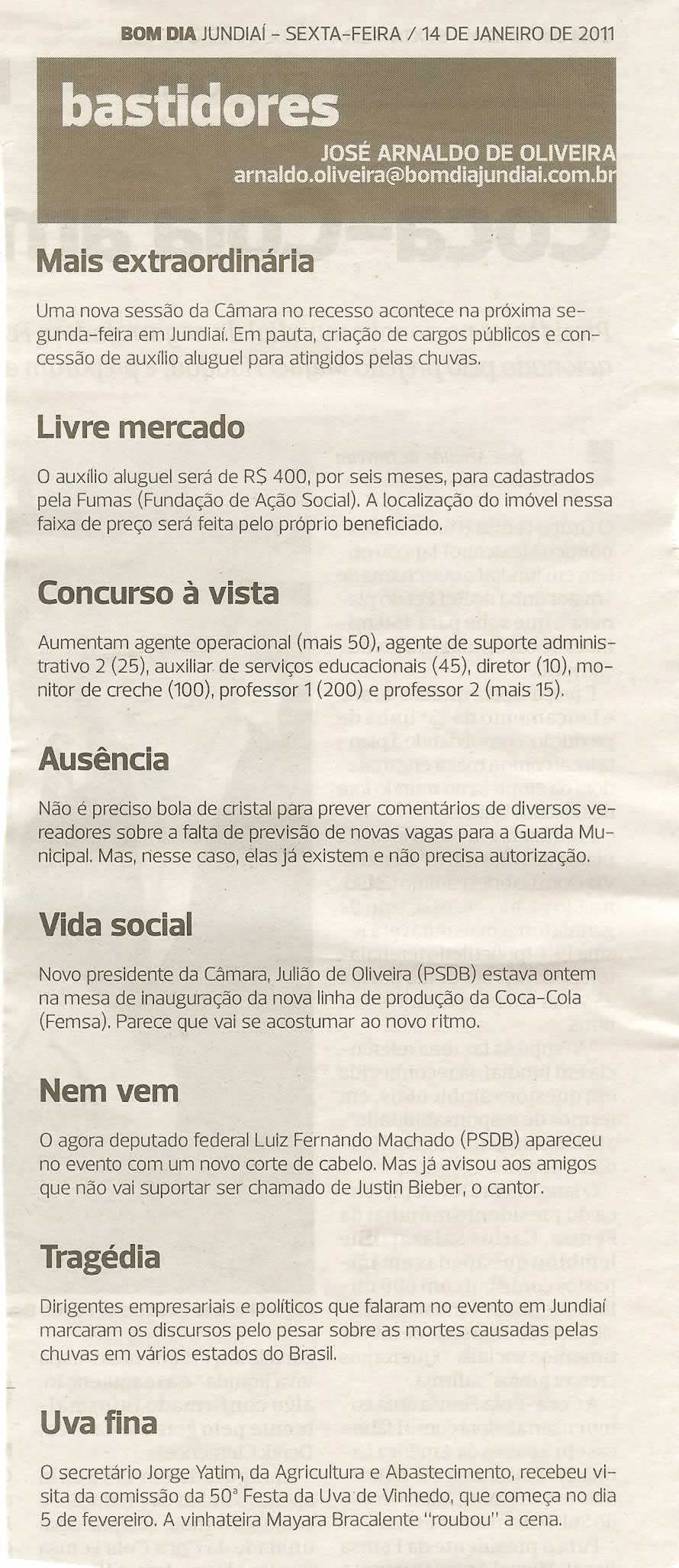 Bom Dia Jundiaí - 14/01/2011