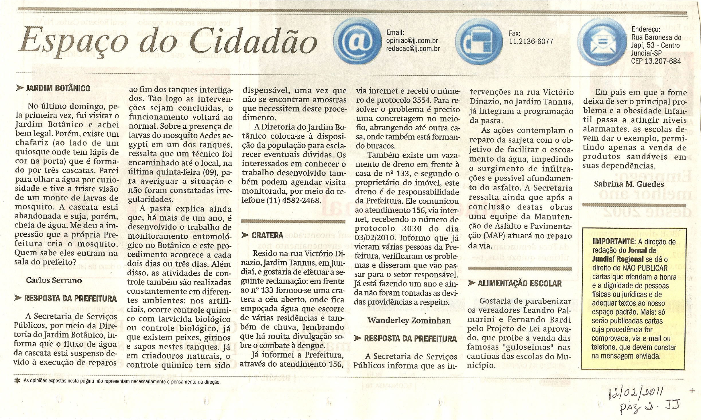 Jornal de Jundiaí - 12/02/2011