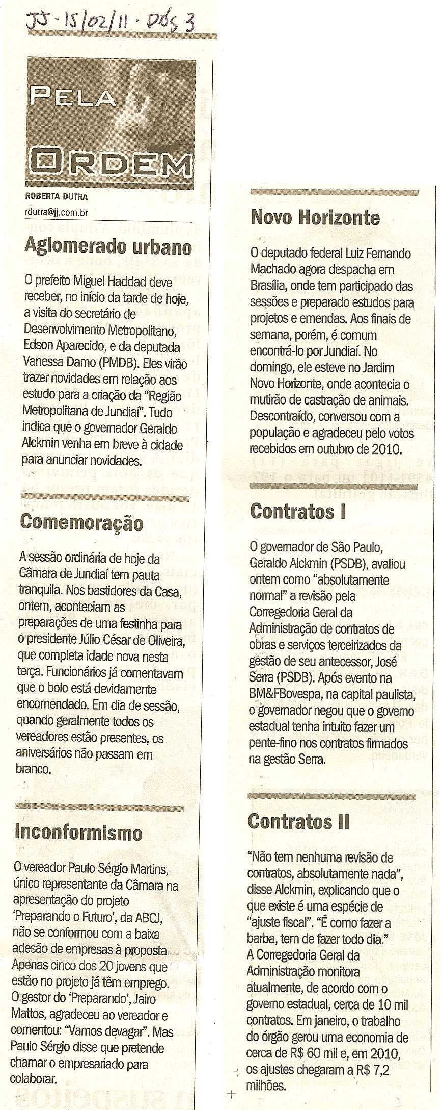 Jornal de Jundiaí - 15/02/2011
