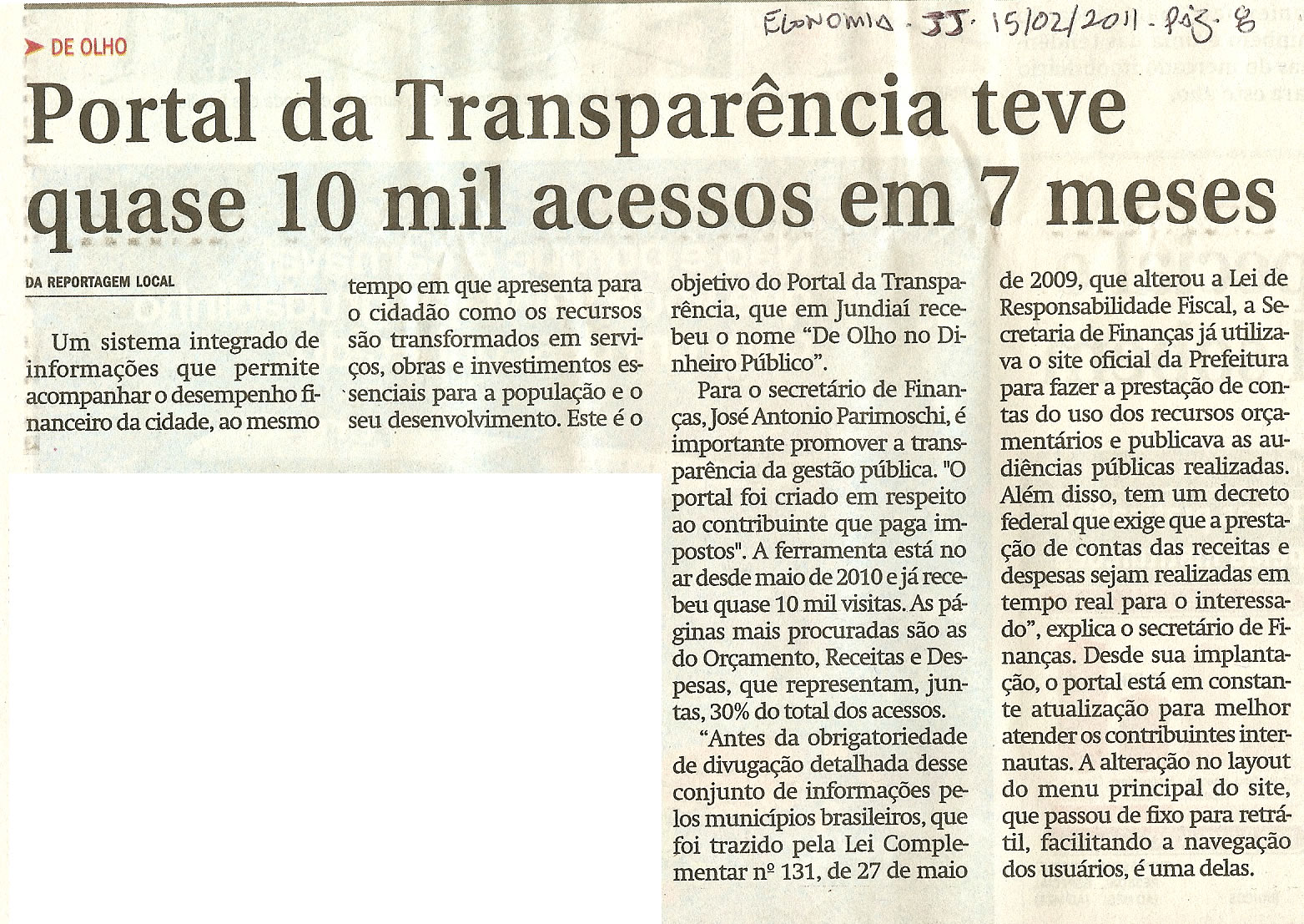 Jornal de Jundiaí - 15/02/2011