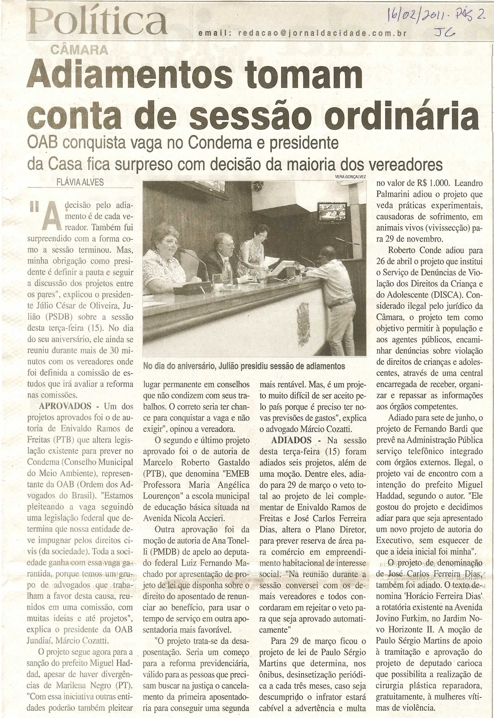 Jornal da Cidade - 16/02/2011