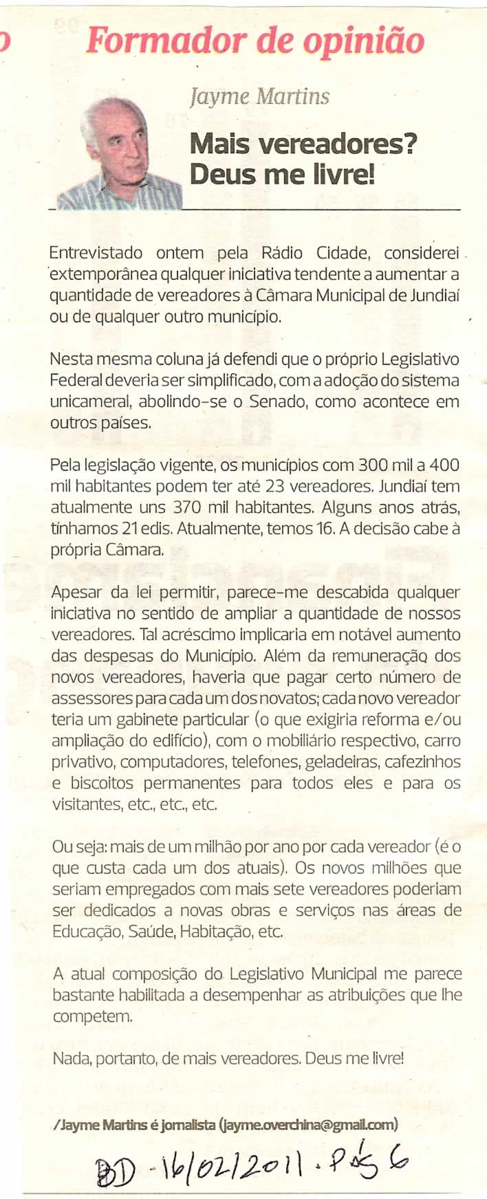 Jornal Bom Dia - 16/02/2011