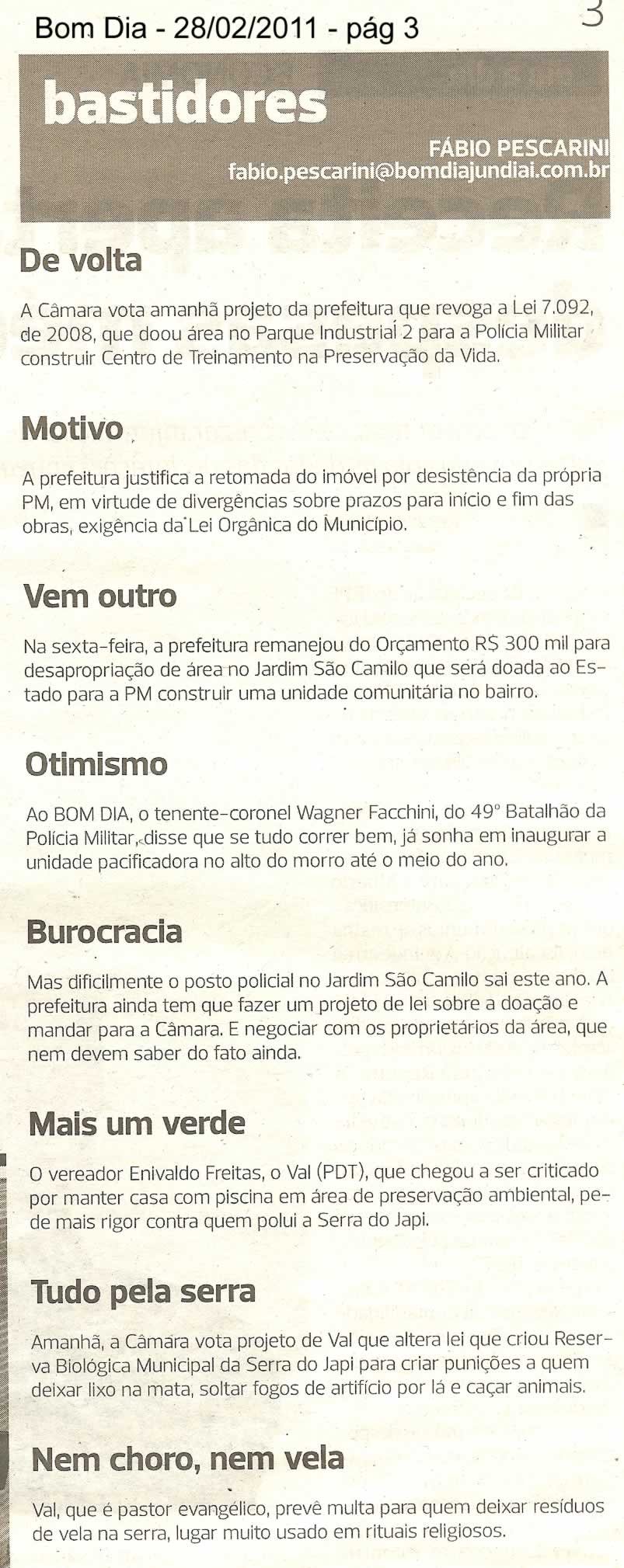 Bom Dia Jundiaí - 28/02/2011