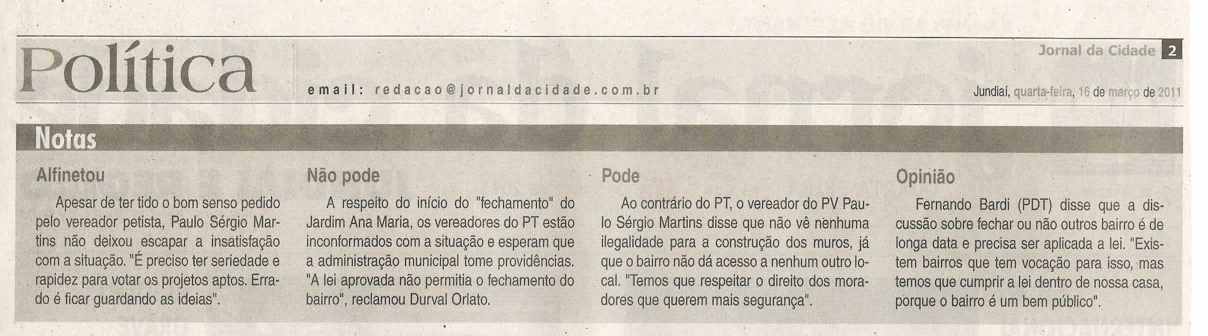 Jornal da Cidade - 16/03/2011