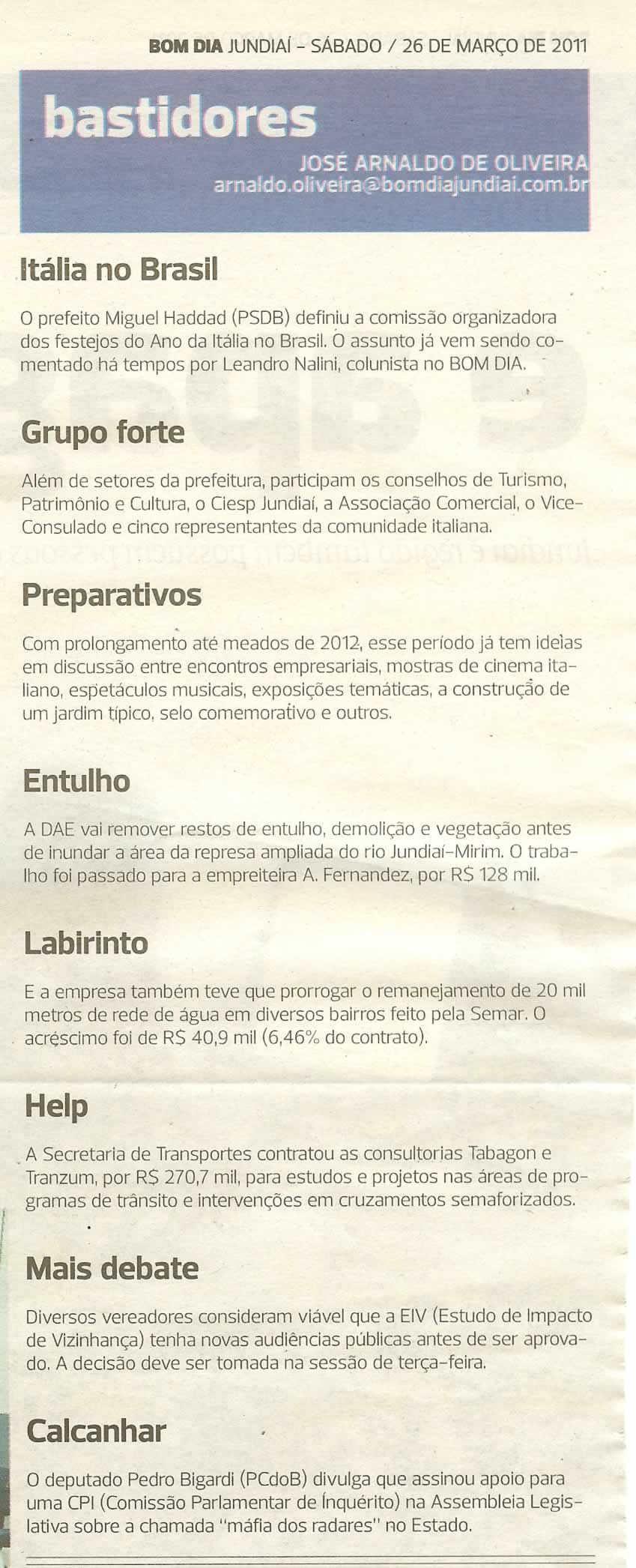 Bom Dia Jundiaí - 26/03/2011