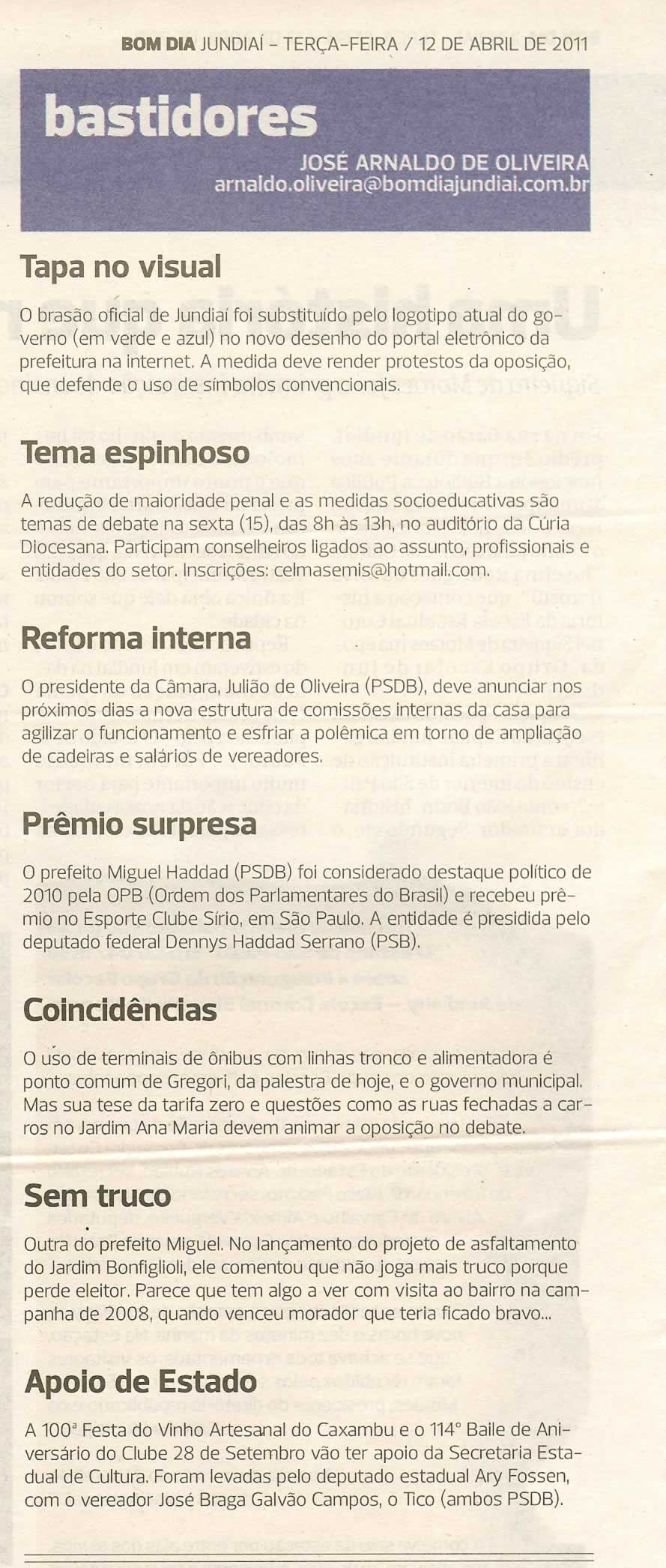 Bom Dia Jundiaí - 12/04/2011