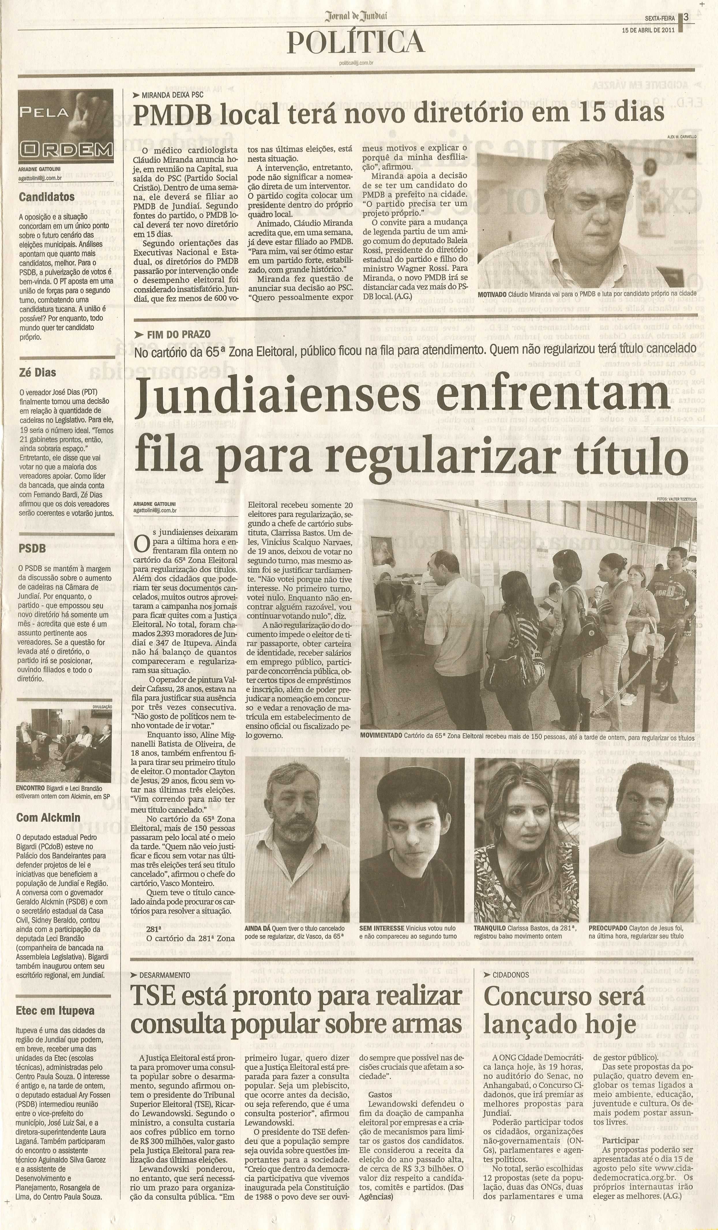 Jornal de Jundiaí - 15/04/2011