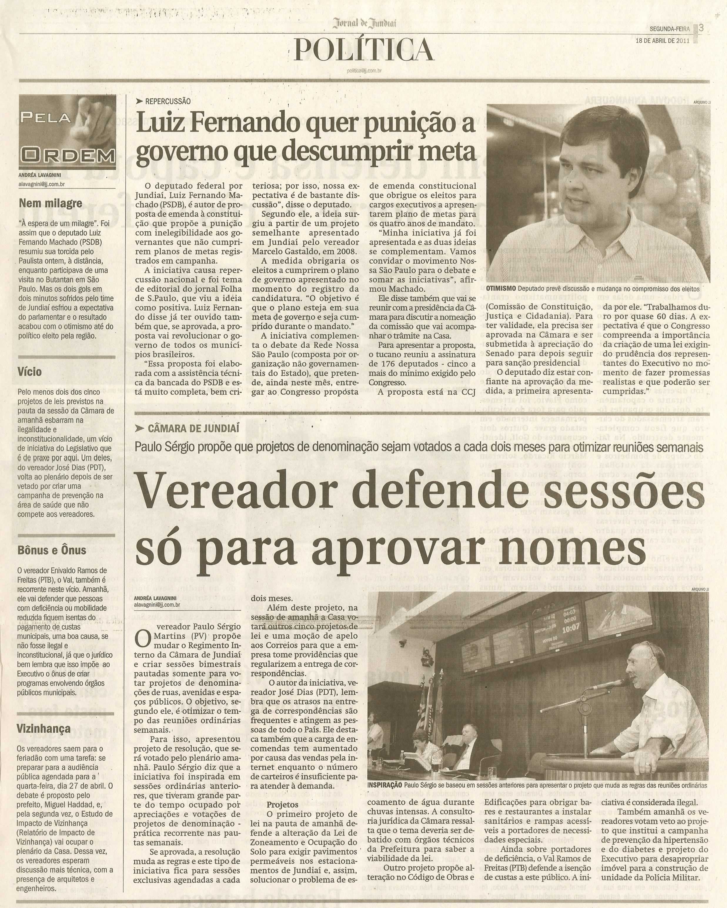 Jornal de Jundiaí - 18/04/2011