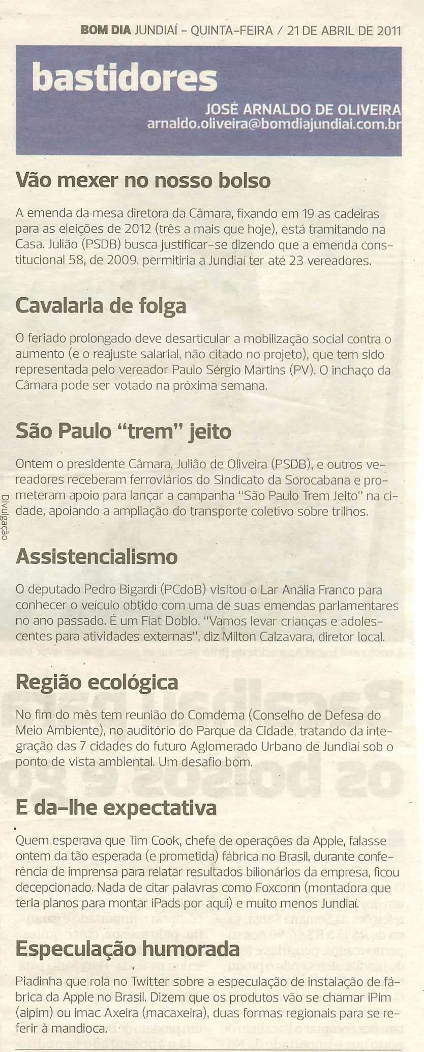 Bom Dia Jundiaí - 21/04/2011