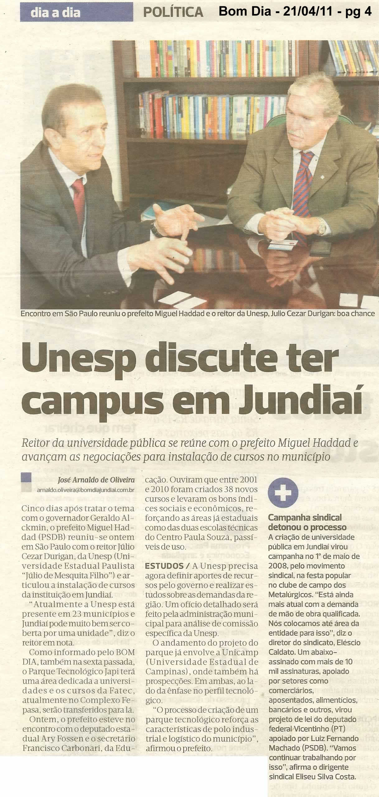 Bom Dia Jundiaí - 21/04/2011