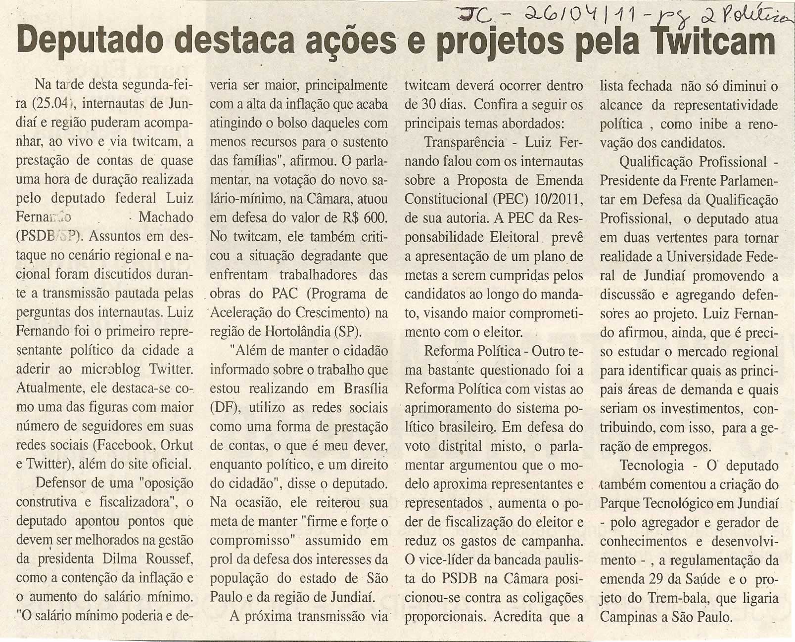 Jornal da Cidade - 26/04/2011