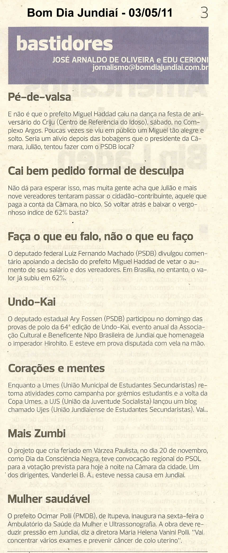 Bom Dia Jundiaí - 03/05/2011
