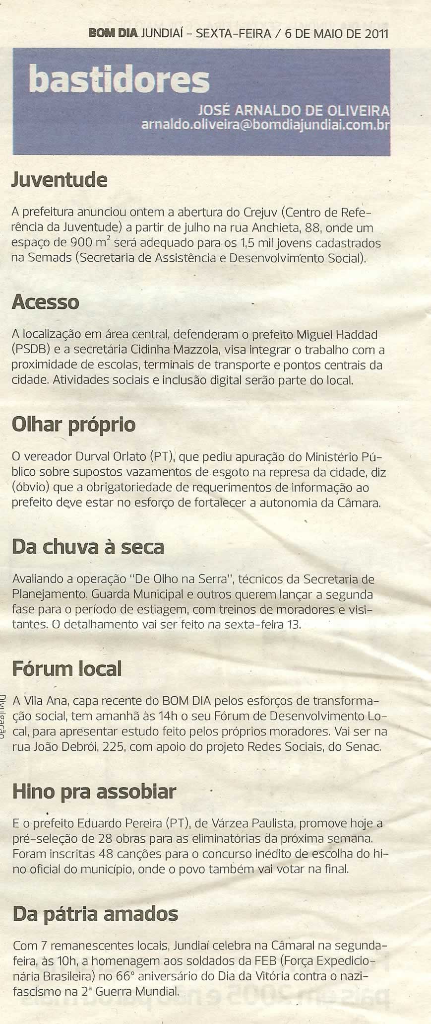 Bom Dia Jundiaí - 06/05/2011