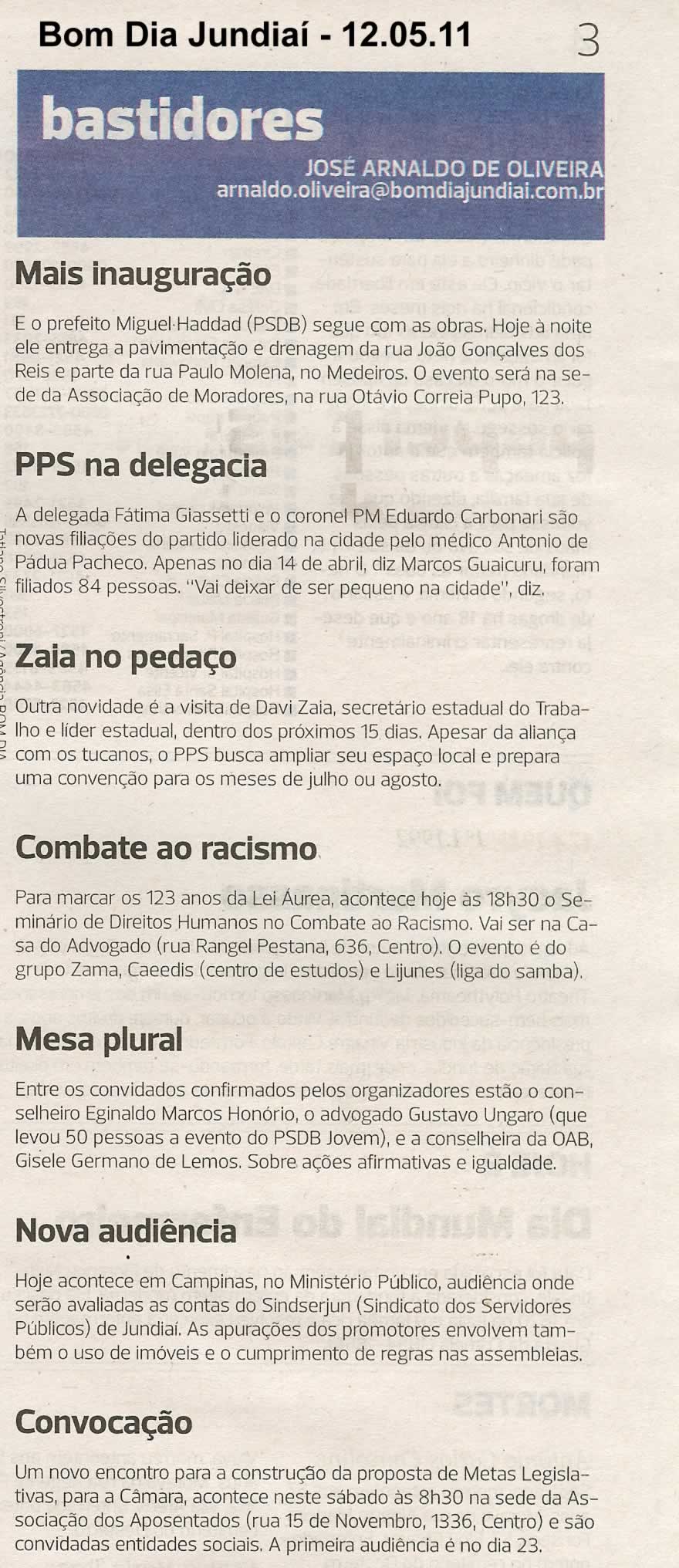 Bom Dia Jundiaí - 12/05/2011