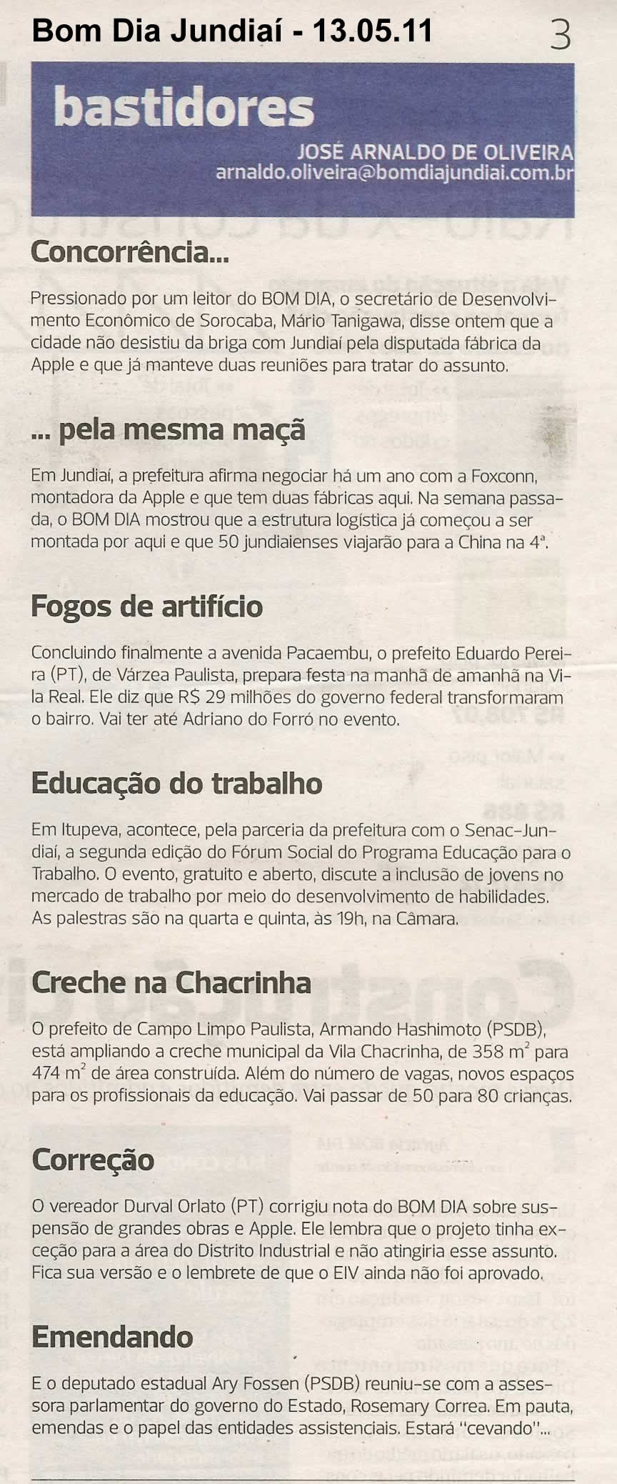 Bom Dia Jundiaí - 13/05/2011