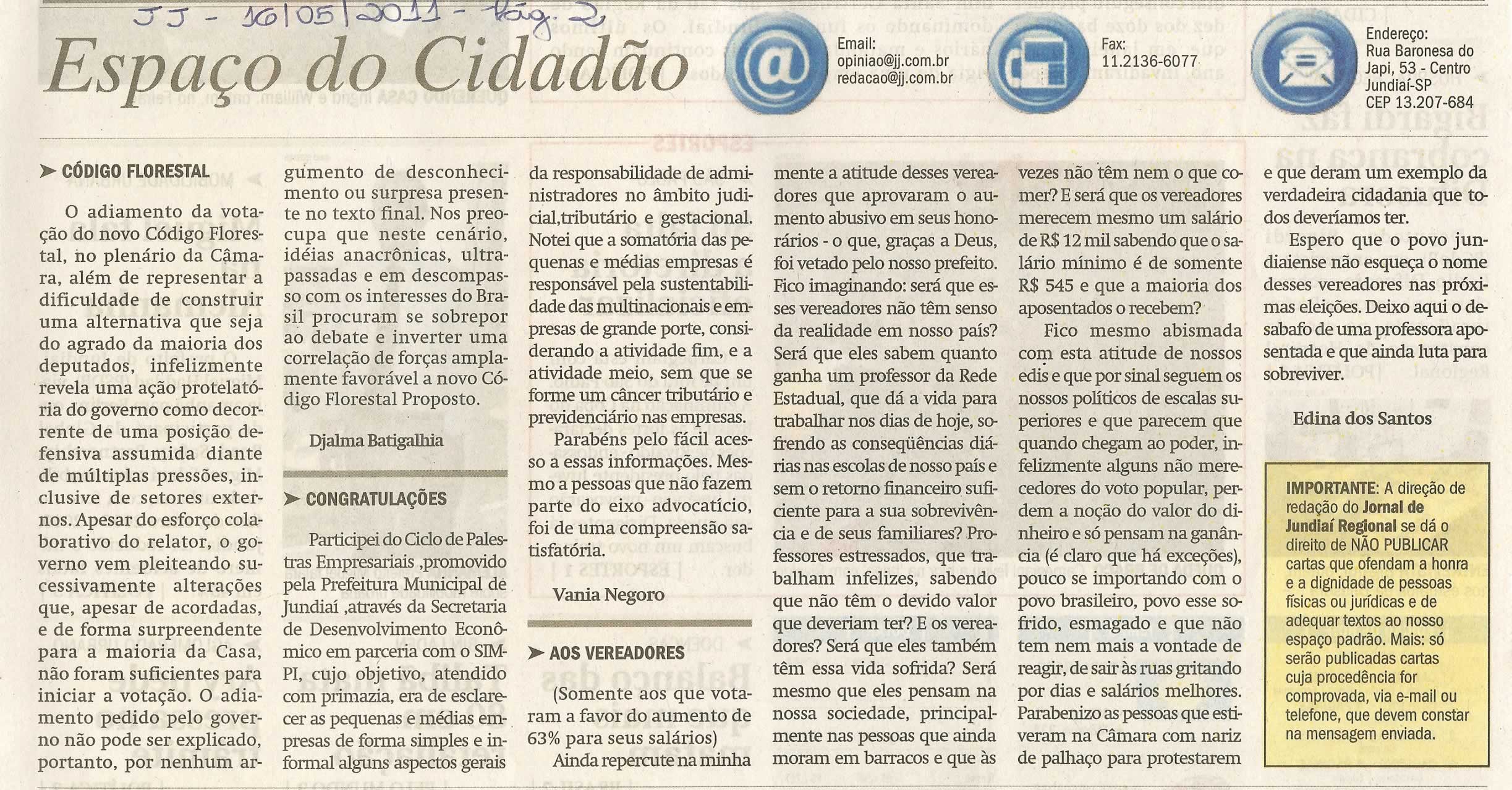 Jornal de Jundiaí - 16/05/2011