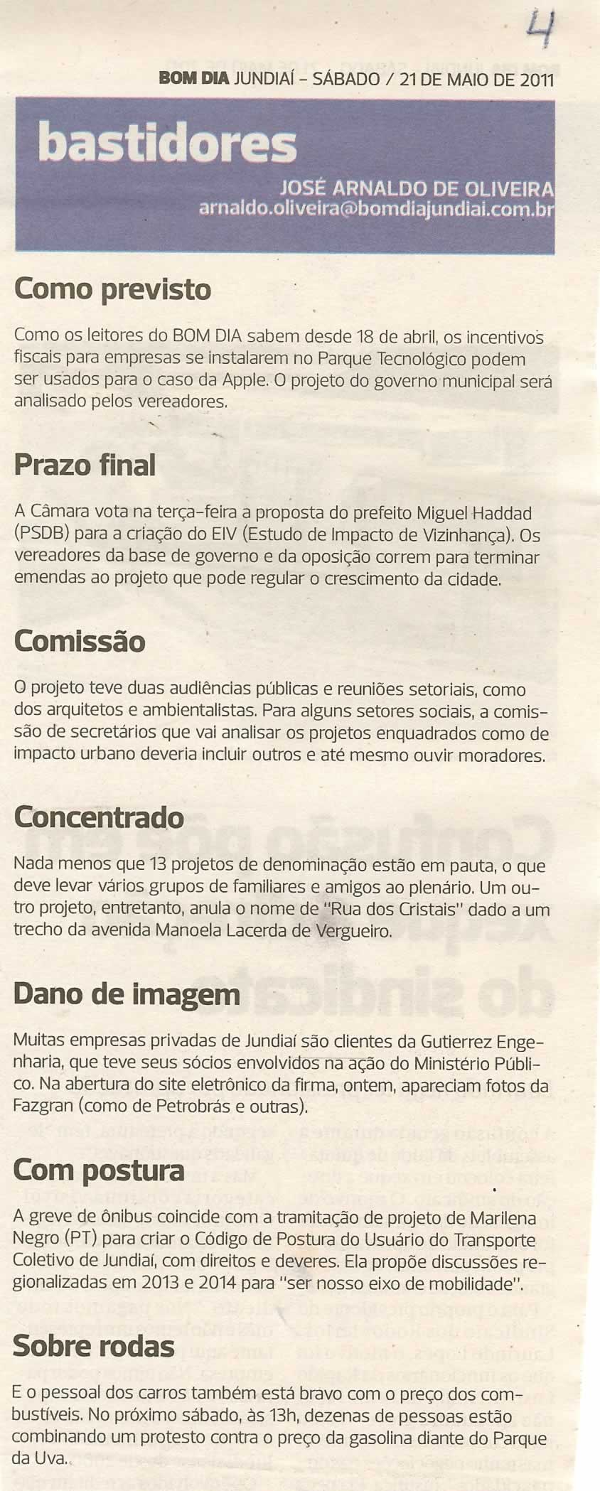 Bom Dia Jundiaí - 21/05/2011