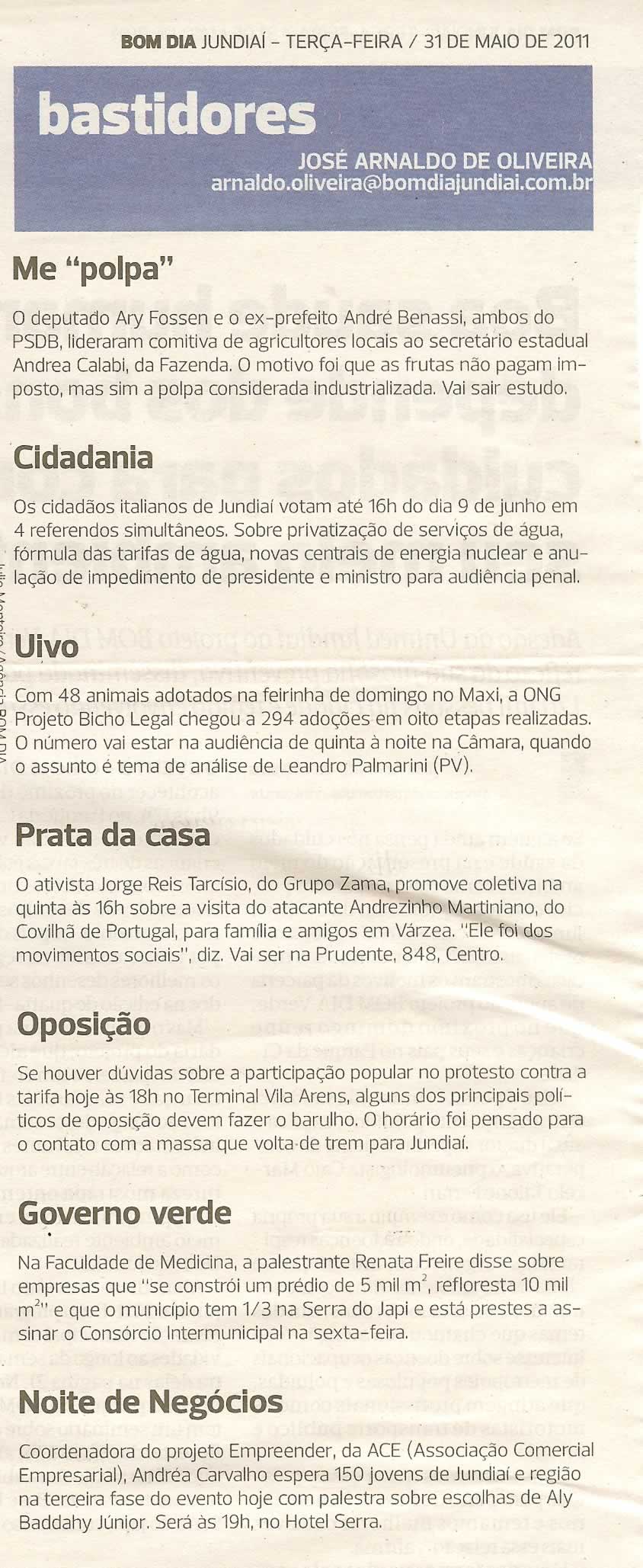 Bom Dia Jundiaí - 31/05/2011