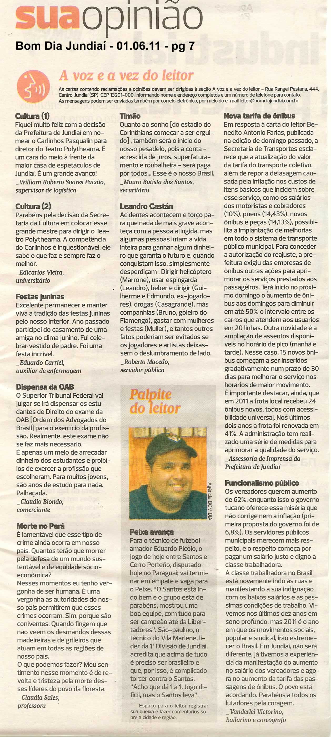 Bom Dia Jundiaí - 01/06/2011