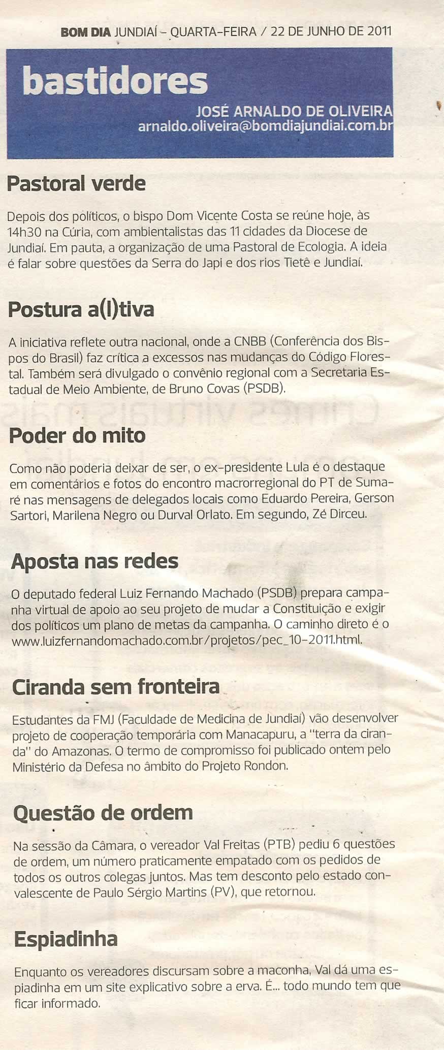 Bom Dia Jundiaí - 22/06/2011
