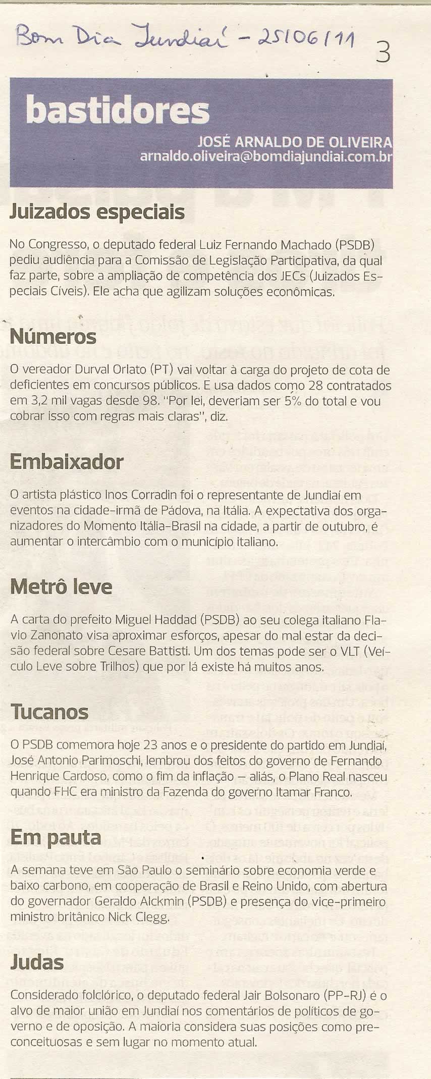 Bom Dia Jundiaí - 25/06/2011