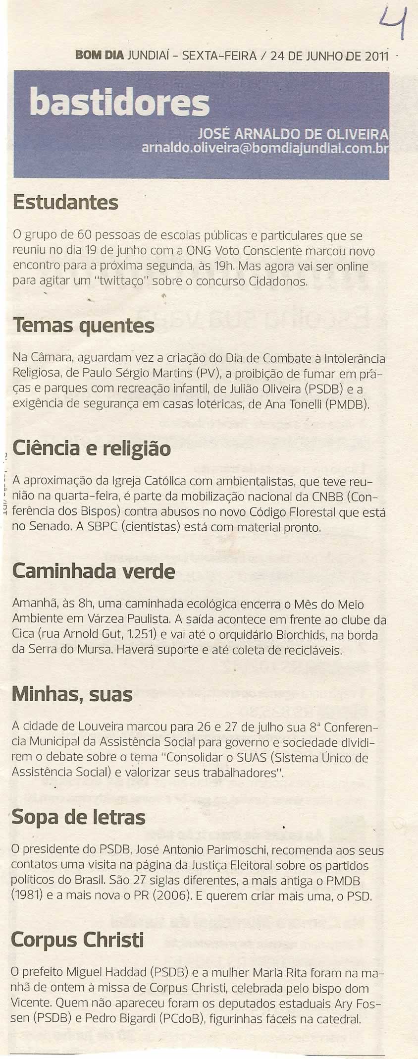 Bom Dia Jundiaí - 24/06/2011