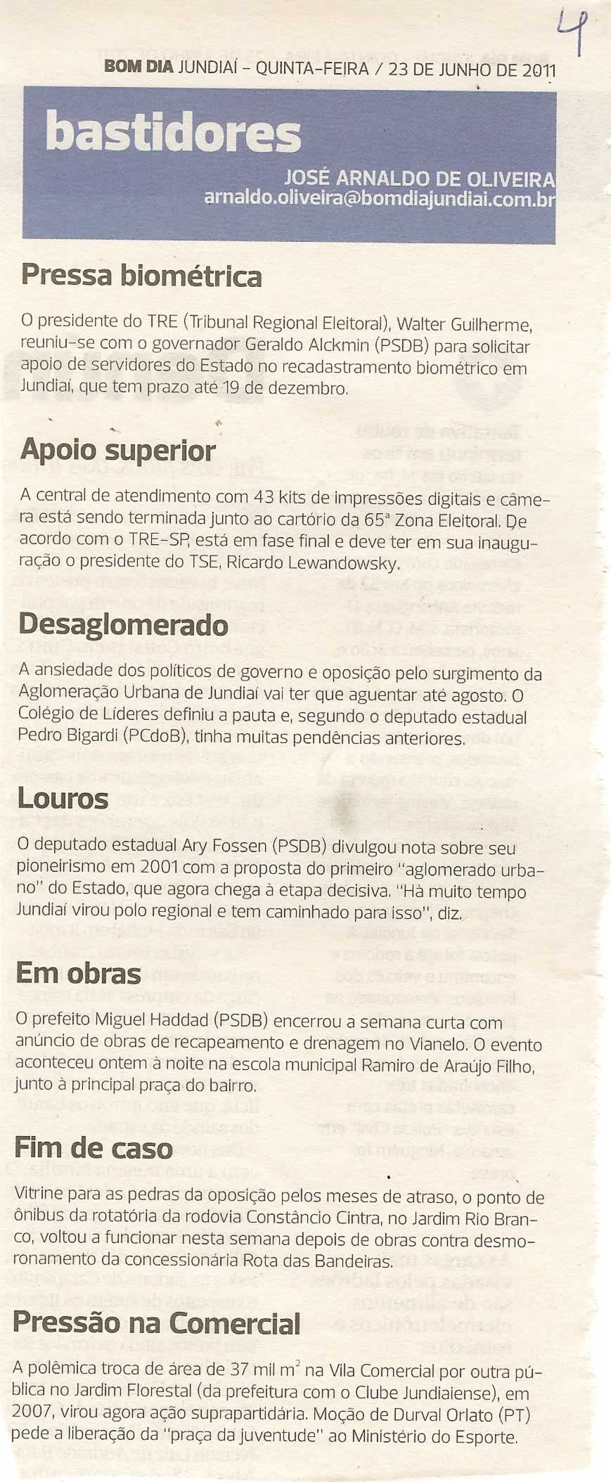 Bom Dia Jundiaí - 23/06/2011