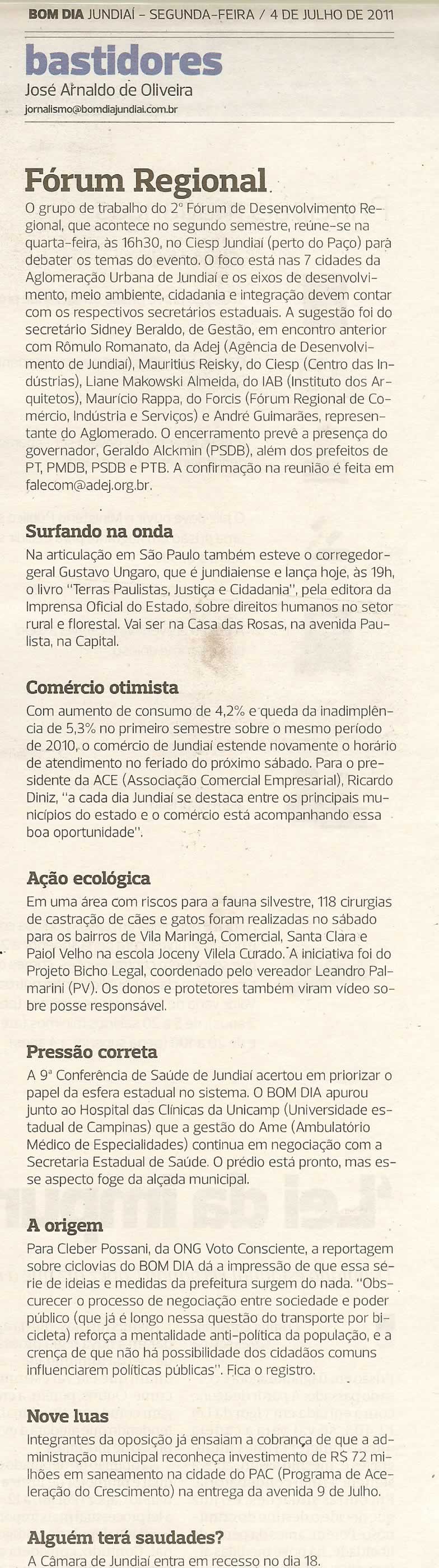 Bom Dia Jundiaí - 04/07/2011