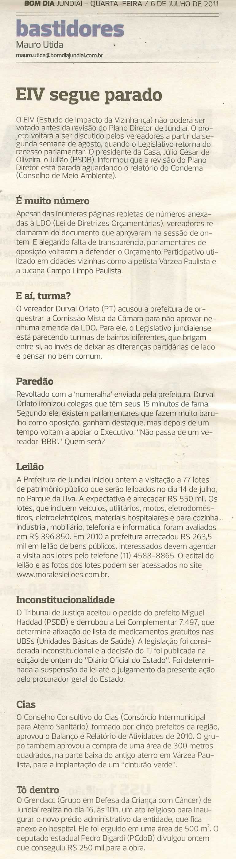 Bom Dia Jundiaí - 06/07/2011