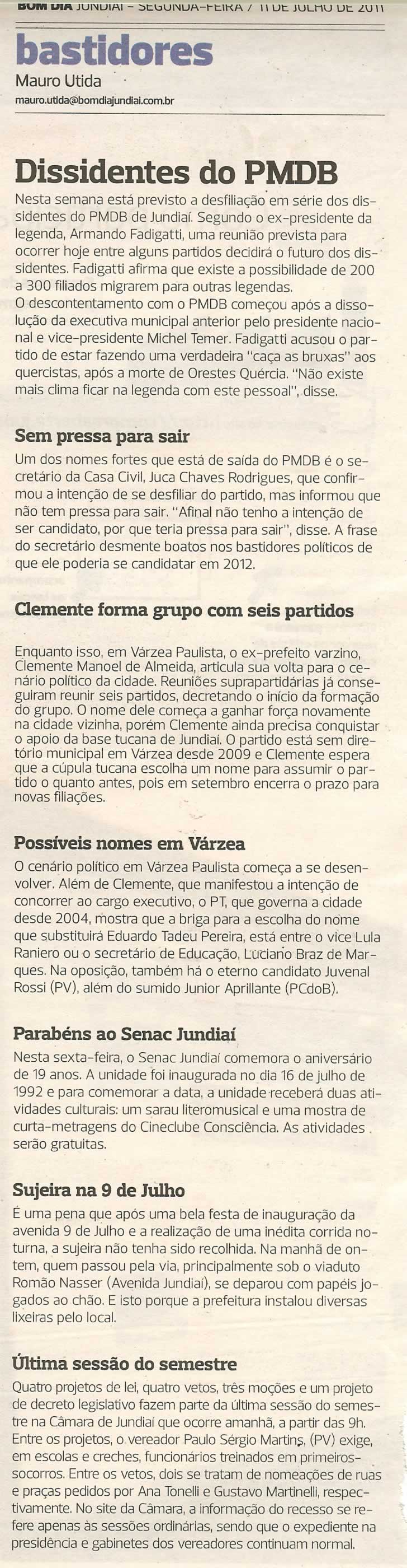 Bom Dia Jundiaí - 11/07/2011