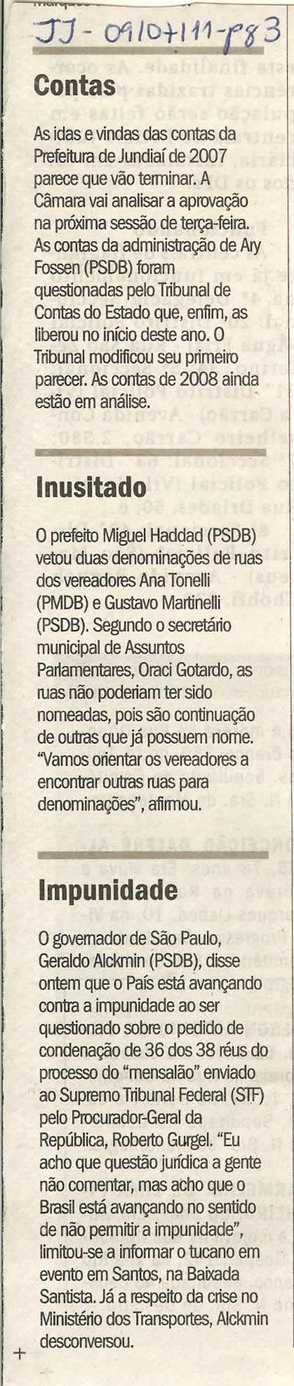 Jornal de Jundiaí - 09/07/2011