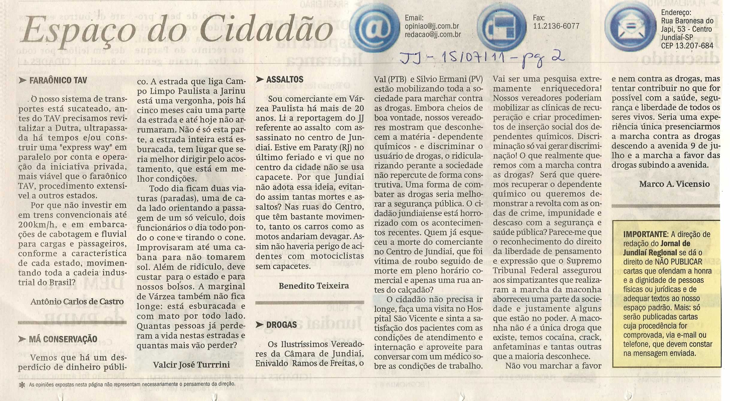 Jornal de Jundiaí - 15/07/2011