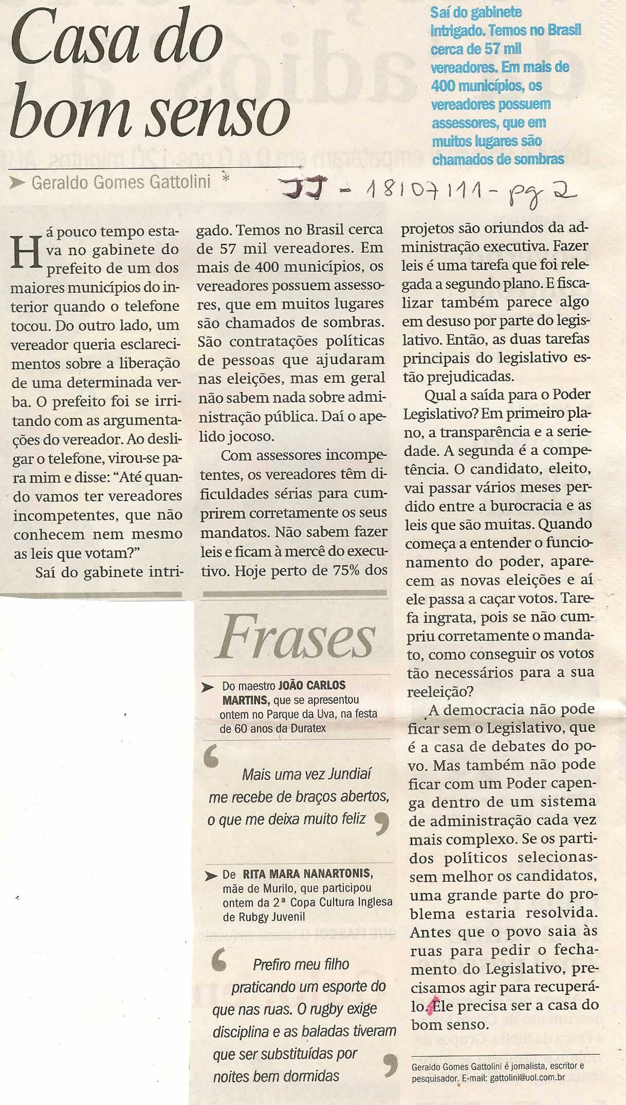 Jornal de Jundiaí - 18/07/2011