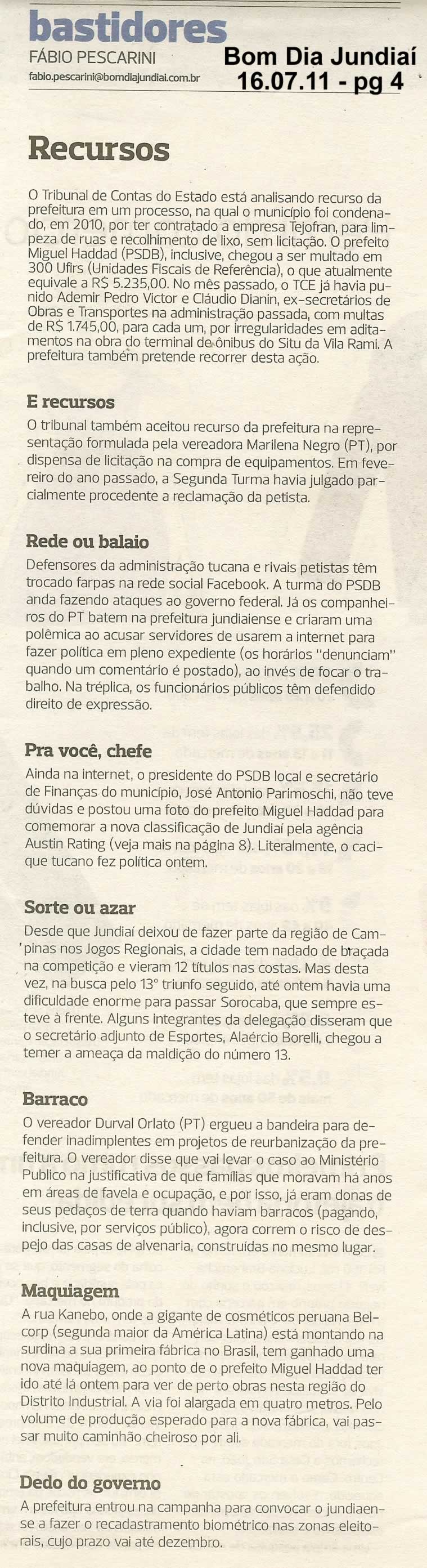 Bom Dia Jundiaí - 16/07/2011