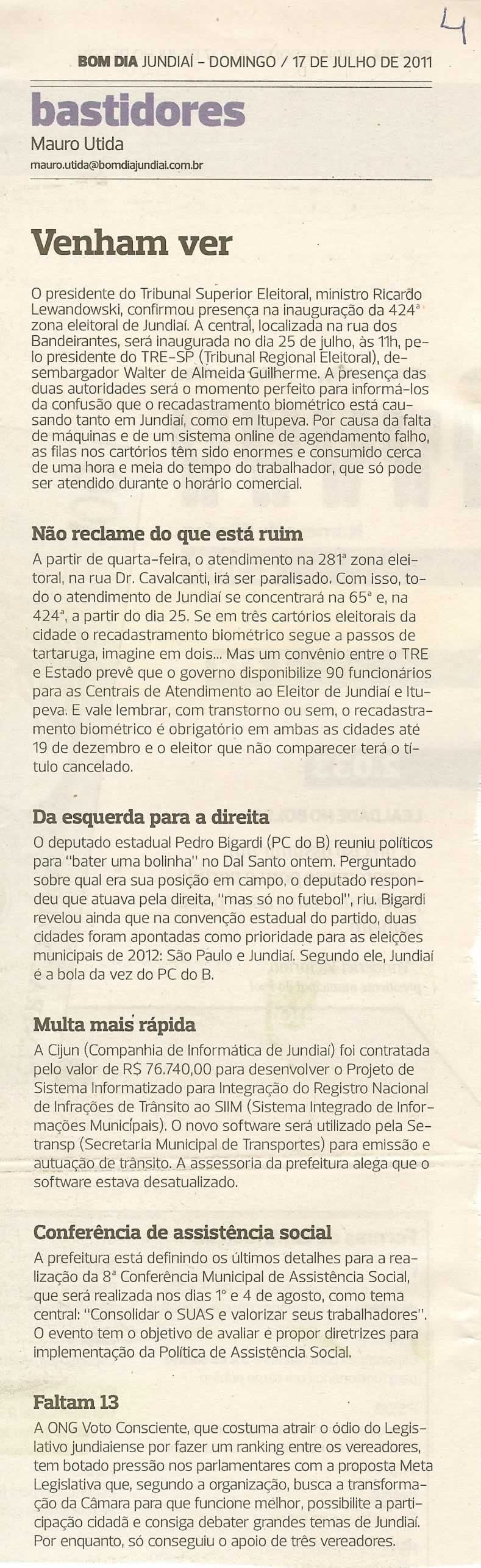 Bom Dia Jundiaí - 17/07/2011