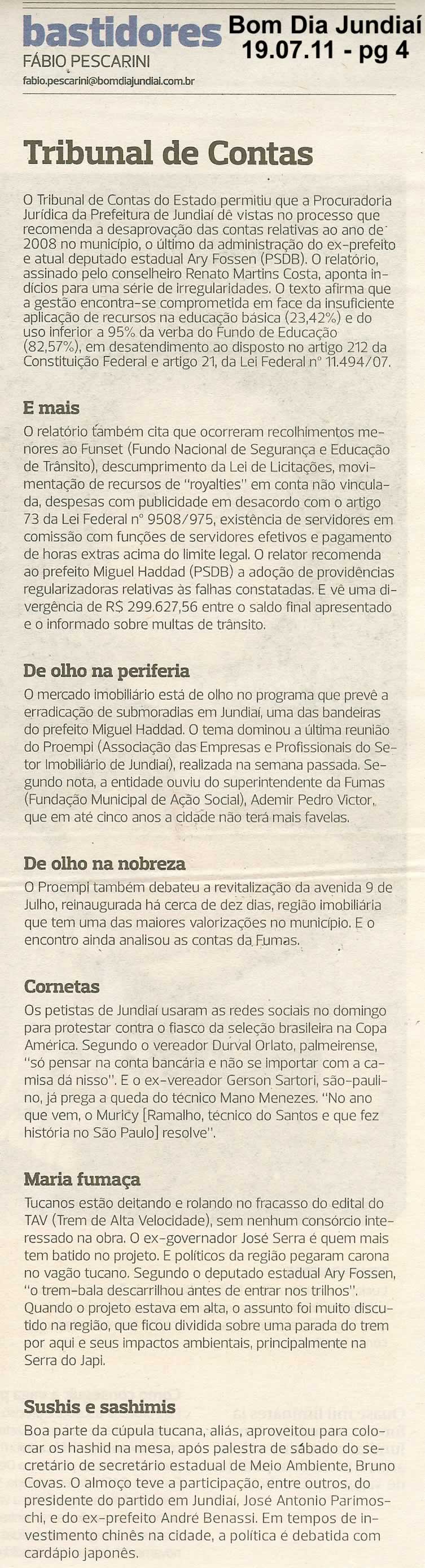 Bom Dia Jundiaí - 19/07/2011