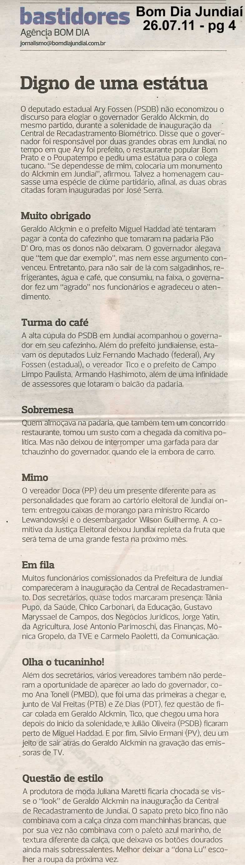 Bom Dia Jundiaí - 26/07/2011