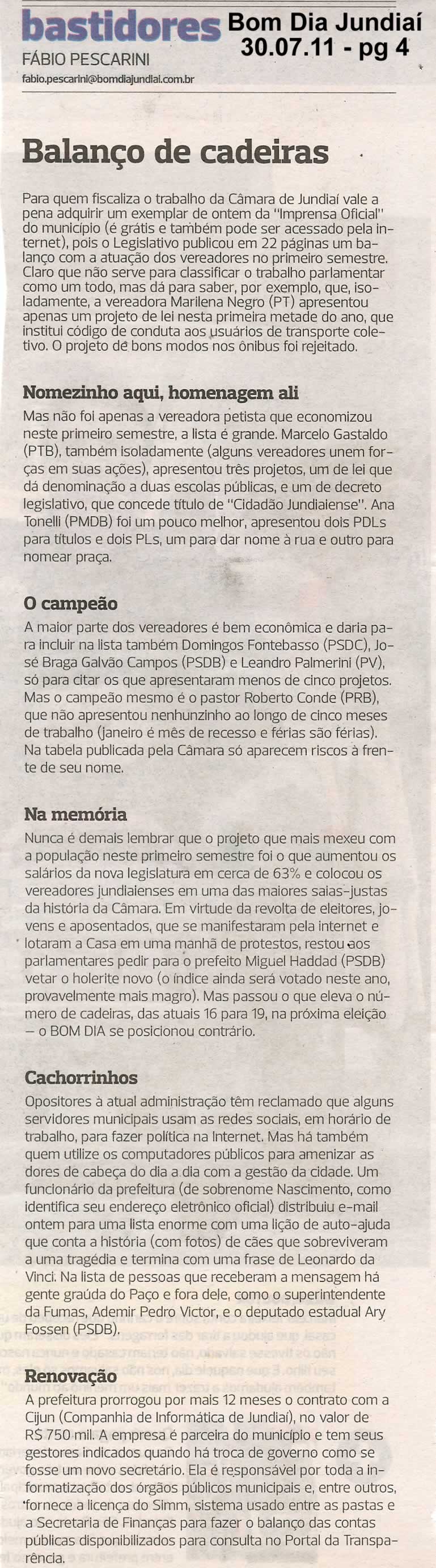 Bom Dia Jundiaí - 30/07/2011