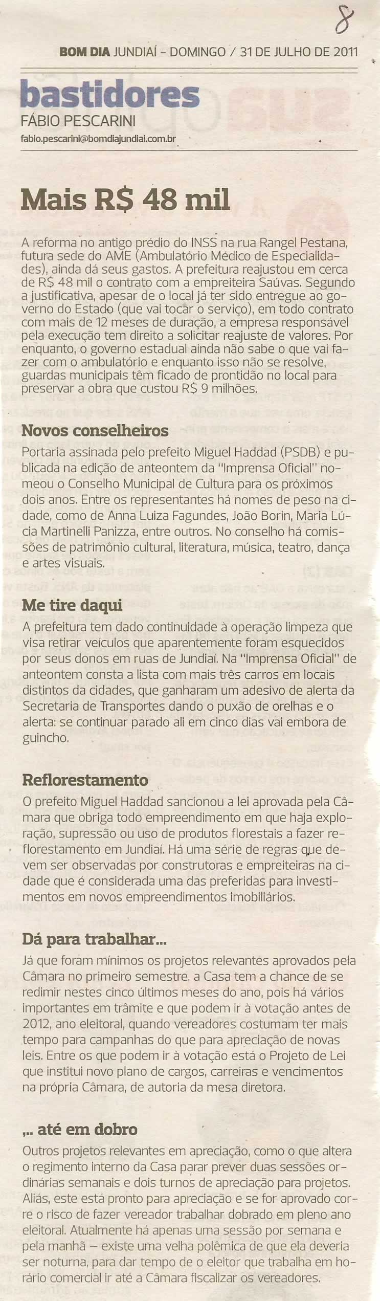 Bom Dia Jundiaí - 31/07/2011