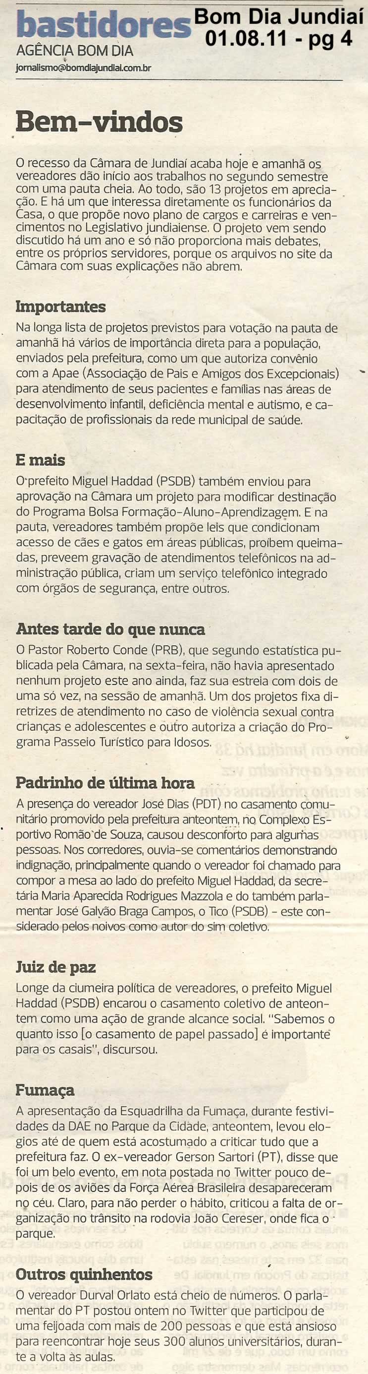 Jornal de Jundiaí - 01/08/2011