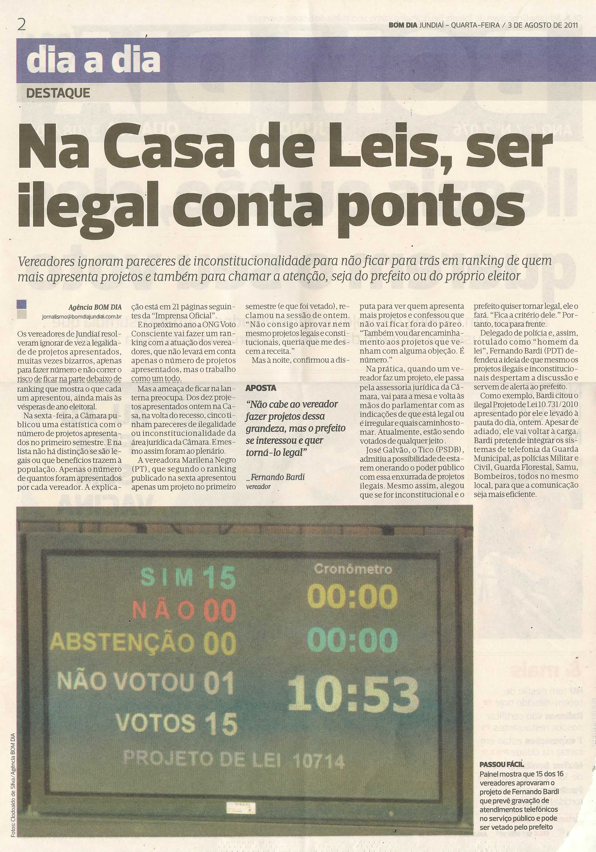 Bom Dia Jundiaí - 03/08/2011