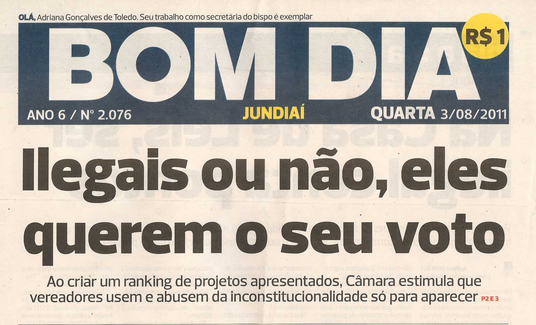Bom Dia Jundiaí - 03/08/2011