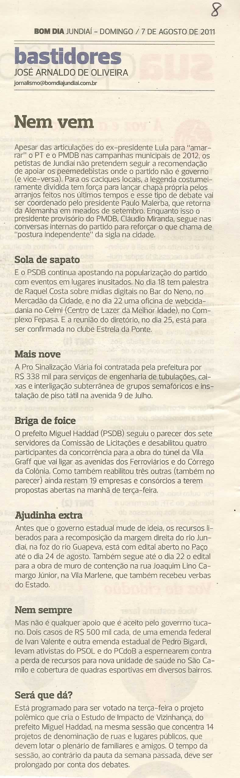 Bom Dia Jundiaí - 07/08/2011
