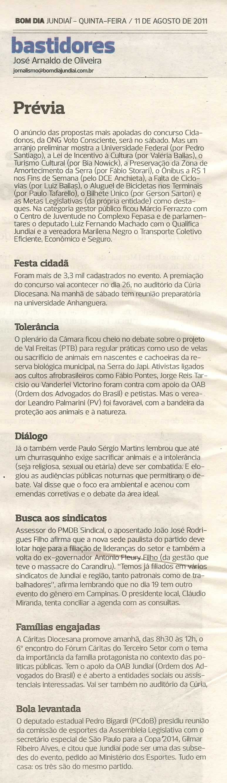 Bom Dia Jundiaí - 11/08/2011