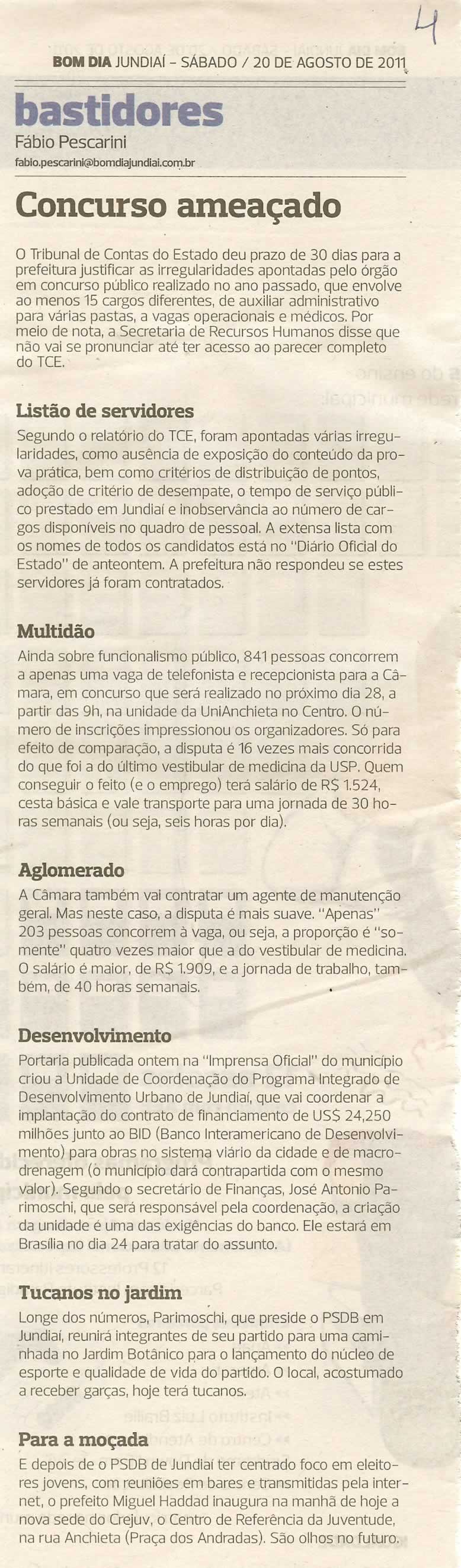 Bom Dia Jundiaí - 20/08/2011