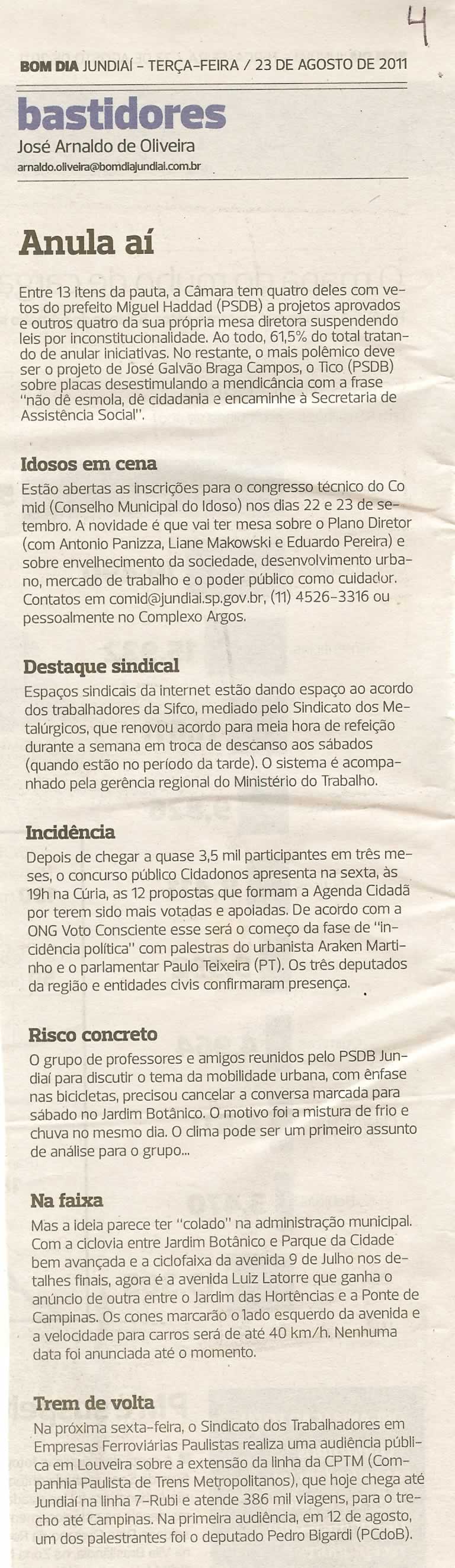 Bom Dia Jundiaí - 23/08/2011